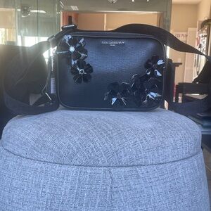Karl Lagerfeld Black Crossbody Bag with Floral Accents